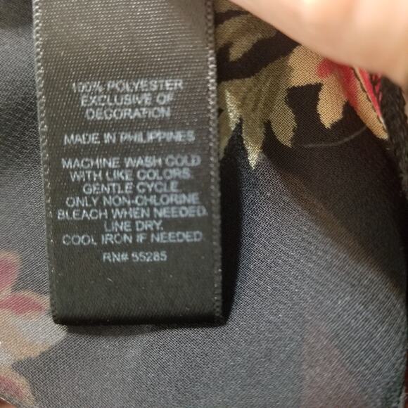 Express Women's Black Floral Sheer Kimono Cardigan Open Front 3/4 Sleeve Size L - Picture 9 of 9